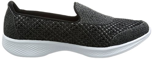 Skechers Performance Go Walk 4 Tênis feminino para caminhada, sem cadarço, Black/White, 6.5