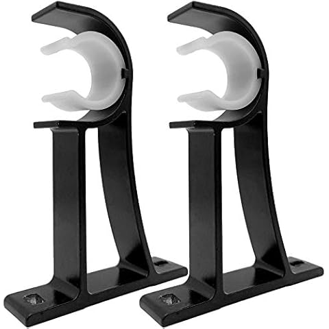 KOLAKO Curtain Rod Bracket, Aluminum Curtain Rod Holder, Curtain Rod Support Drapery Rod Bracket Aluminum Alloy Heavy Duty Single Curtain Rod Brackets Suit for 26-28mm (1 Pair, Black) Cover