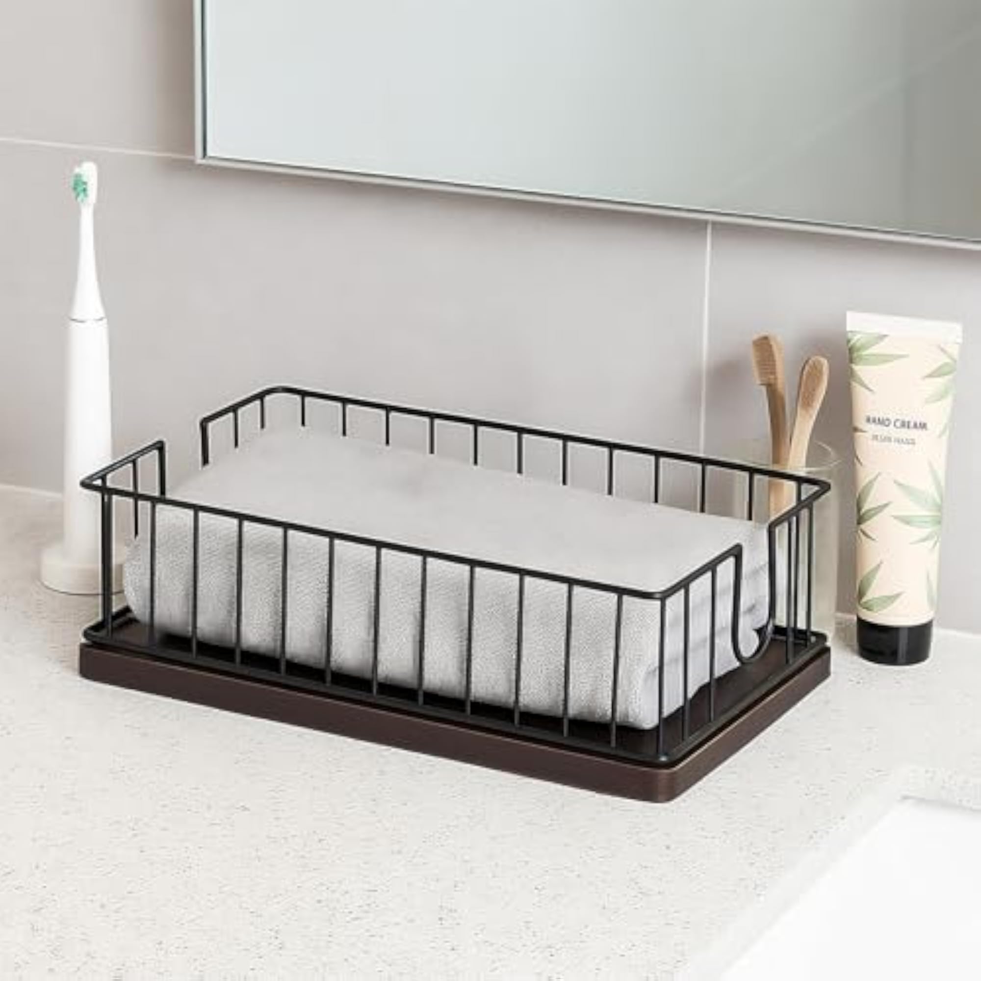 2 Pack Metal Wire Guest Towel Holder Tray