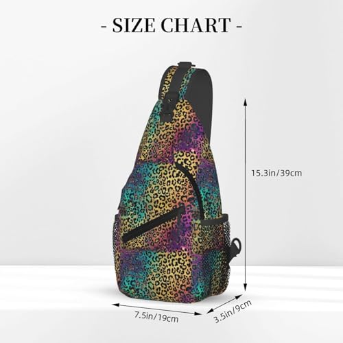 Green Leopard Skin Pattern Cross Chest Bag Large Capacity Bag Travel Hiking Crossbody Bag Daypack for Women Men2