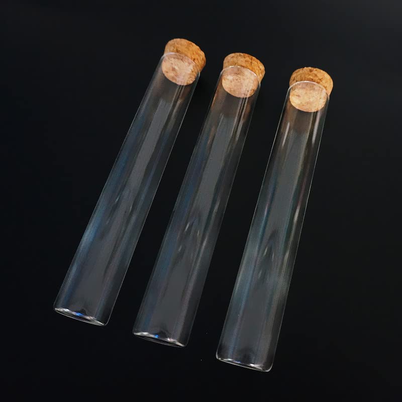 24 unids/Lote 25x150mm Tubo de ensayo de Vidrio de Fondo Plano Transparente con Tapones de Corcho Suministros de Laboratorio