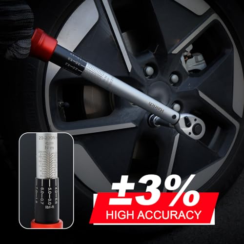 Hairich Drehmomentschlüssel 1/2 Zoll für Auto, 20–230 Nm, Torque Wrench 5-tlg. Set mit Verlängerung & Stecknüssen (17/19/21 mm)… – Ansicht 3