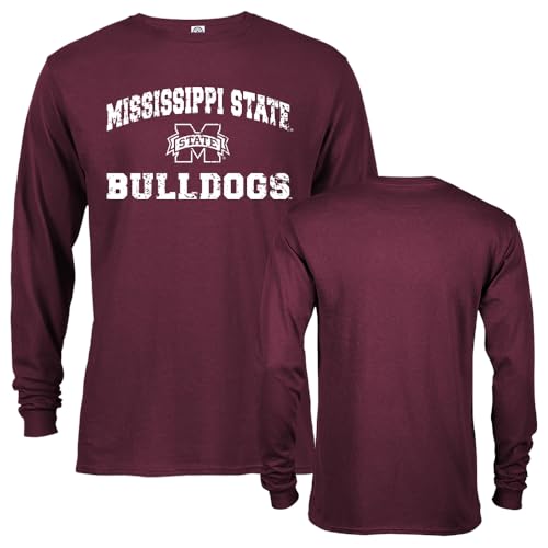 Sport Your Gear Mississippi State Bulldogs Distressed Retro Logo Long Sleeve T-Shirt Maroon 3X-Large