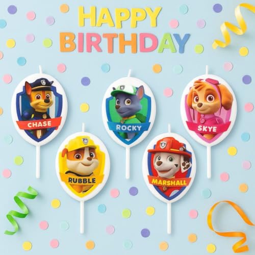 Image of Wanna Party Paw Theme Birthday Decorations-Marshall Chase Cute Cartoon Theme Candles Set for Kids Happy Birthday Cake Decoration, Celebration & Cup Cake Decoration