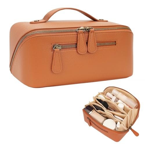 Divvia Electronic Organizer Travel Case, Portable Waterproof PU Leather Tech Pouch, Accessories Storage Bag, Compact Travel Cord Organizer for Cable, Charger, Phone, Earbuds (2L Brown)