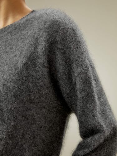 LilySilk 100% Cashmere Sweater for Women Relaxed Drop-Shoulder Crew Neck Long Sleeves Oversize Fit Jumper3