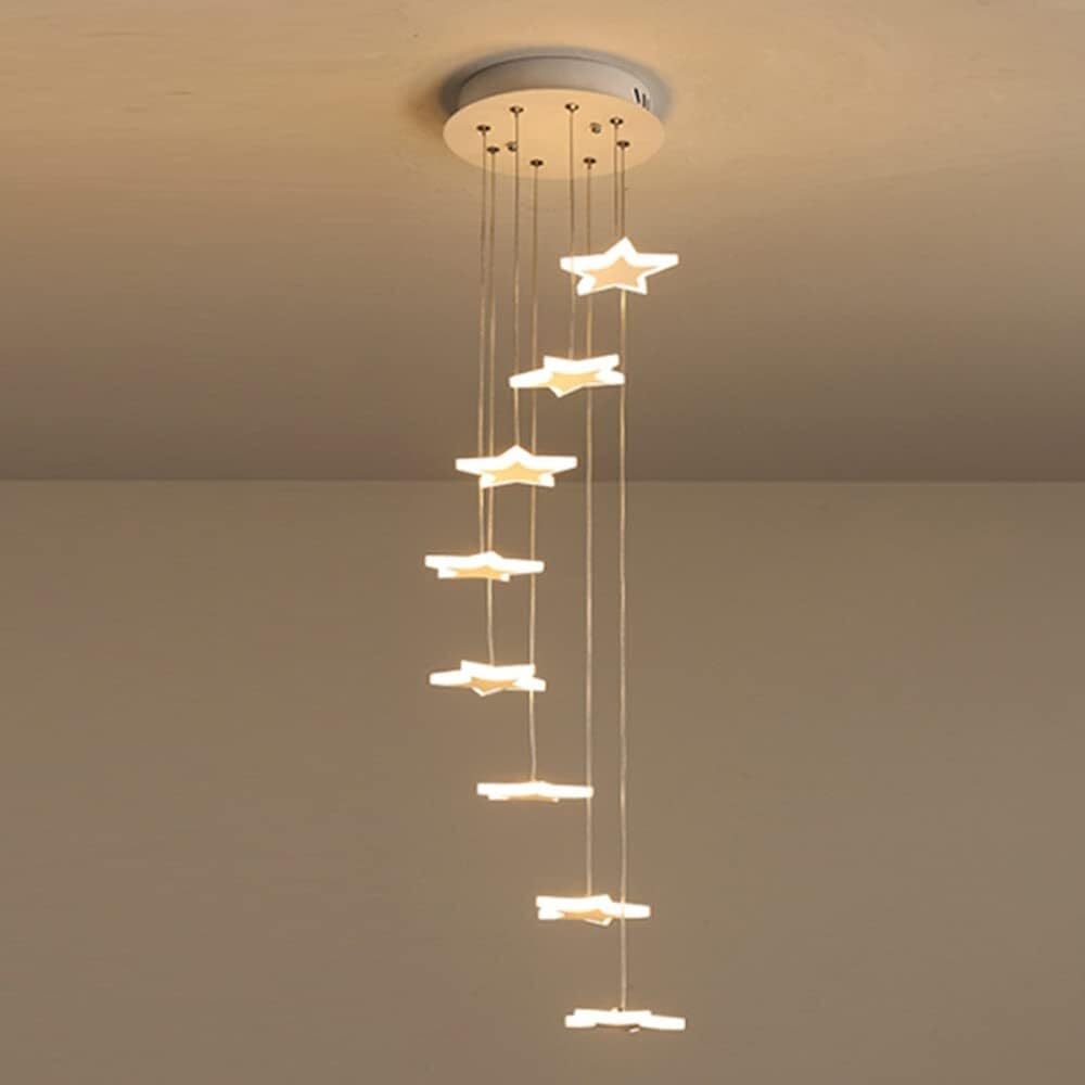 Lustre d'escalier LED moderne plafonnier tricolore variable acrylique