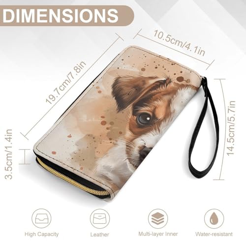 Womens Leather Wallets Splashes And Polka Dots Wallet for Women Large Capacity Card Phone Holder Ladies Purse with Wriststrap2