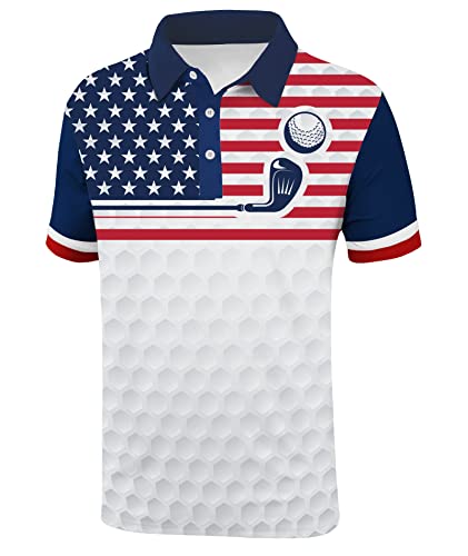 Men's Patriotic Polo Shirts Moisture Wicking Short Sleeves 4th July American Flag Golf Tennis Shirt Casual T-Shirt2