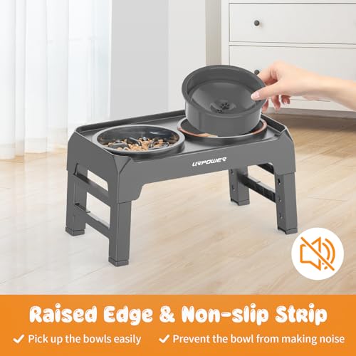 image for URPOWER 2-in-1 Elevated Dog Bowls Mess Proof Slow Feeder with No Spill
