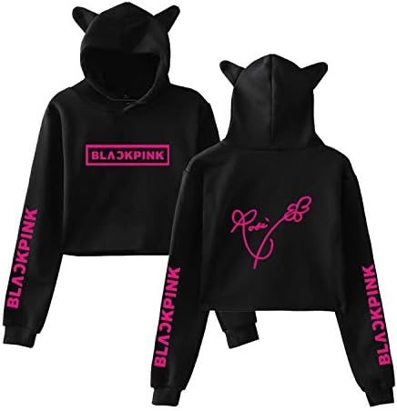 Xllife Kpop Blackpink Hoodie Crop Tops Lisa Rose Jisoo Jennie Sweater Jacket XXS Rose