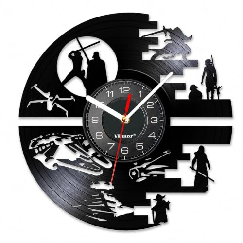 Viiluuxr Vinyl Wanduhr 30 cm, Lautlose Schallplattenuhr Schwarz
