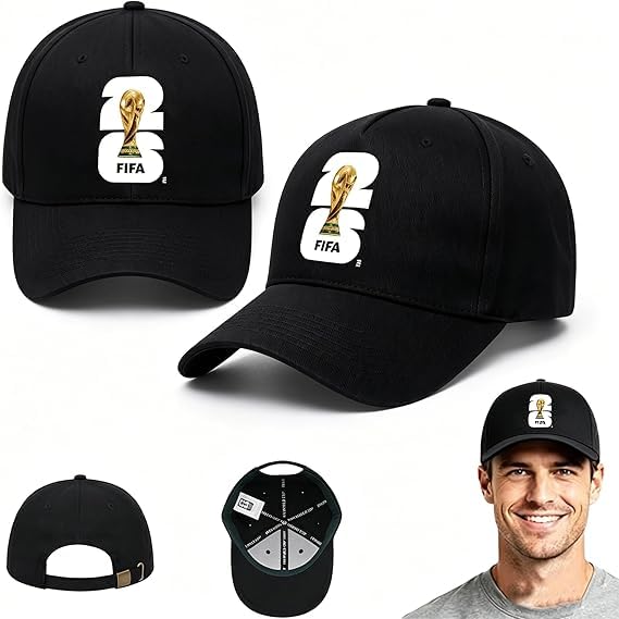 Covbozk 2026 FIFA World Cup Officially Licensed Baseball Cap for Men Women, 2 PCS Adjustable Soccer Hat for Outdoor Sports and Game Day (2, Black)