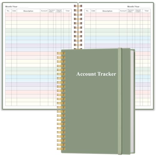 Accounting Ledger Book - Ledger Book for Small Businesses, Account Tracker Notebook for Tracking Money, Expenses, Deposits & Balance, 5.8" x 8.3", Green
