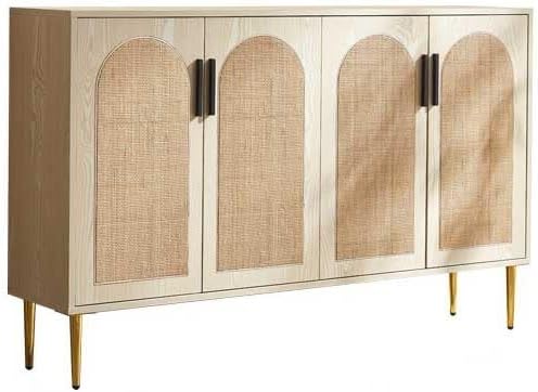 Sideboard Cabinet Rattan Wooden Dining Sideboard Storage Cabinet Simple Storage Cabinet Living Room Wall Storage Cabinet Sideboard Cabinet with Drawers