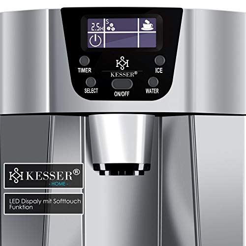 KESSER® Eiswürfelbereiter | Eiswürfelmaschine Edelstahl | 100W Ice Maker |12 kg 24 h |2 Würfelgrößen | Zubereitung in 6 min | 2 Liter Wassertank | Timer | LCD-Display | Wassertank, mit Zubehör Silber – Bild 6