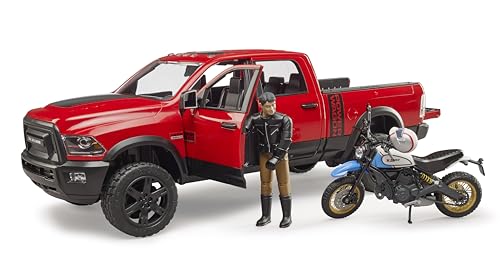 image for Bruder Ram 2502 Power Wagon with Ducati Scrambler Desert Sled and Driv