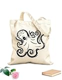 XIARON Bolsa de lona Divertidos tentáculos de pulpo en el océano y el mar Tela de 340g/m² de grosor Se usa como neceser S Negro