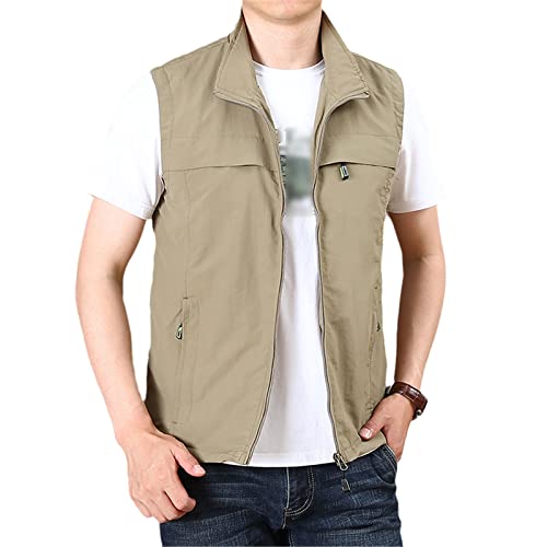 Chaleco formal de verano Kelsiop color caqui talla XL elegante para hombre