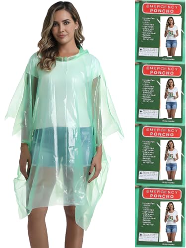 Image of 4 /6 /12 Pack Disposable Rain Ponchos for Adults - Emergency Rain Poncho for Camping Hiking Travelling