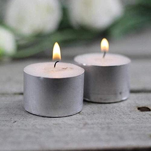 Image of Long Burning Tealight Candles Smokeless Unscented Wax Candles for Home and Outdoor Decoration (10)