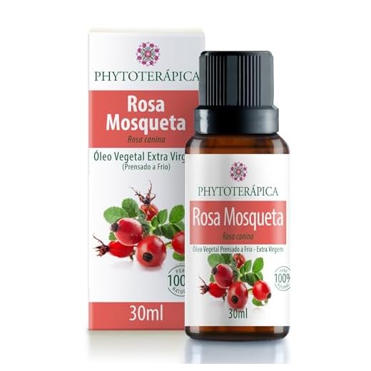 PHYTOTERAPICA- Óleo Vegetal de Rosa Mosqueta - Aromaterapia -Pele e Cabelo -Indicado para atenuar linhas e marcas de expressão, cicatrizes, estrias, queimaduras e assaduras - 100% Puro e Natural -30ml