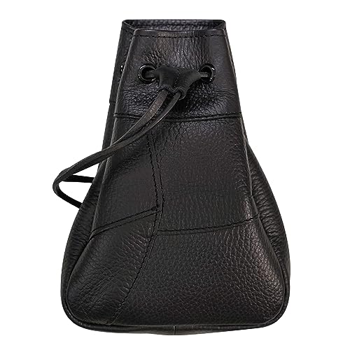 Sac médiéval reconstitution historique Mythrojan bourse cuir noir 7x5