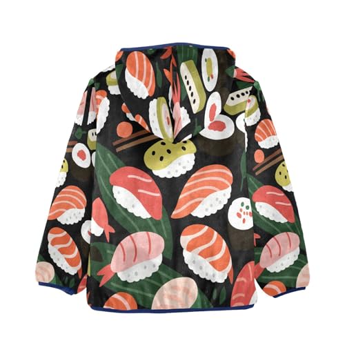 Sushi Pattern with Various Types Toddler Fleece Jacket Girl Boys Hooded Fleece Jacket Coat Warm Outwear Zip-up 3-10T2