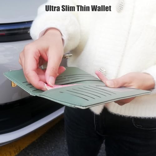Slim Thin Women Wallet Large Capacity Long Ladies Purse Bifold Clutch Credit Card Holder 15 Card Slots 1 ID Window4