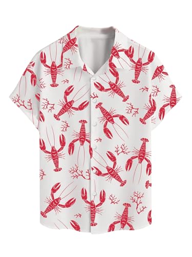 SHENHE Men's Hawaiian Shirt Short Sleeve Button Down Funny Printed Summer Beach Aloha Shirt