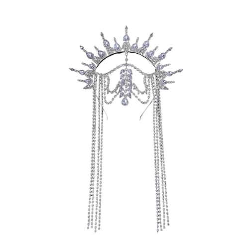 Serre-tête avec pompons et strass raffinés pour une coiffure de mariage prestigieuse