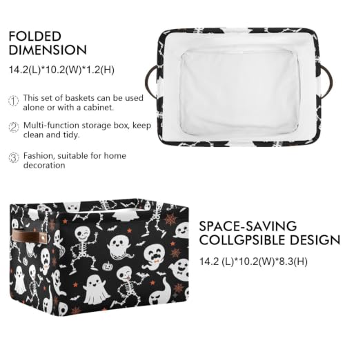 Image of Kigai Storage Basket, Fabric Collapsible Closet Organizer Bin | Halloween Boo Waterproof Foldable Canvas Basket with Handles for Shelves, Nursery, Closet, Bedroom & Bathroom