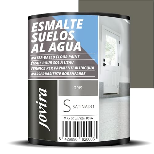 JOVIRA PINTURAS Esmalte Suelos al Agua. Especial para suelos de garajes, almacenes, gimnasios, lavanderías, parques infantiles, pistas deportivas, etc. (750 Mililitros, Gris) C-10
