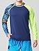 Liberty Pro 2-Pack Men's UV Long Sleeve Swim Shirts Loose Fit Rash Guards (Contrast Sleeves Navy/Black, Large)