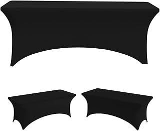 Custom Table Cloth with Business Logo 6 FT 4 FT, Customized Tablecloth with Personalized Photo Text Logo, Customize Table Covers for Business Events Tradeshow Birthday Wedding, BlankBlack, 6FT