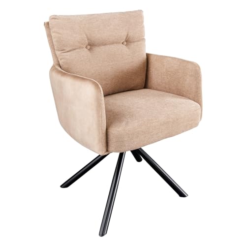 Riess Ambiente Drehbarer Design Stuhl Big George Champagner Samt Strukturstoff 360° Stuhl Esszimmerstuhl Küchenstuhl Konferenzstuhl
