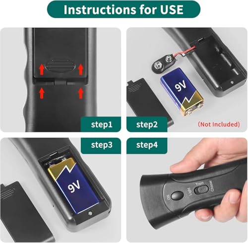 Antibell Ultraschall Gerät, 2 Modi Anti Bell Gerät Hunde mit Stroboskop Taschenlampe, 25 Fuß Hundetrainings Antibell für Hunde für Meisten Hunde im Innen und Außenbereich Handheld Anti Bellen Gerät