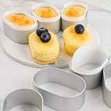 Filteilect Lot de 10 mini moules à gâteau ovales en aluminium réutilisables en alliage d'aluminium pour cheesecake, gâteaux ananas, desserts à moitié cuits, argent
