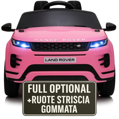 Macchina Elettrica Per Bambini Range Rover Evoque Full Optional Ruote in Plastica Auto Elettrica Per Bambini Telecomandata Sedile In Pelle Porte Apribili Doppio Motore Elettrico 12V TOYSCAR rosa
