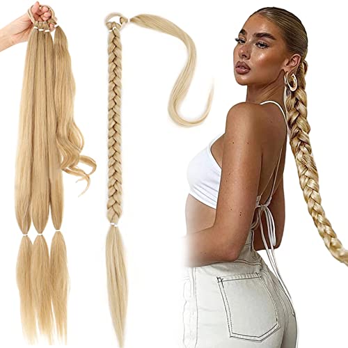 Extension Per Capelli Chignon Coda Di Cavallo – Elastico Posticcio Morbido E Leggero, 10 Cm (Biondo Decolorato 85H88)