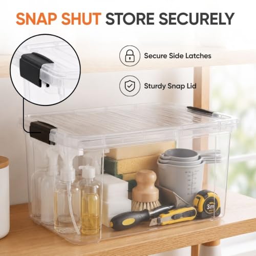 Image of Superio 14.7 Quart Clear Plastic Storage Boxes with Lids, Stackable Organizer Containers, BPA-Free Storage Bins for Home, Office, School & Dorm, 5 Pack