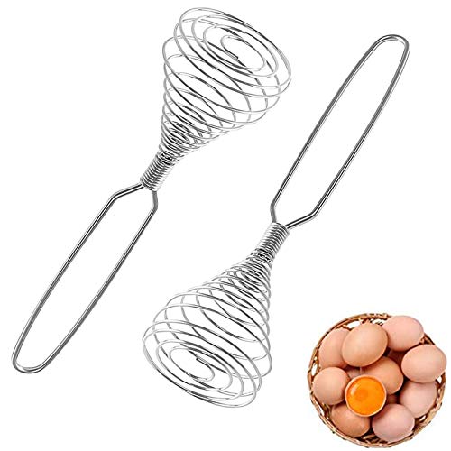 2 Pack Stainless Steel Spring Coil Whisk Steel Wire Whipped Cream Whisk Mixing Manual Egg Beater Kitchen Accessories Wire Whip Cream Egg Beater Gravy Hand Mixer Ball Whisk for Mixing Blending Beating