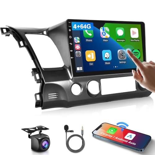 Image of 【4G+64G】 for Honda Civic 2006 2007 2008 2009 2010 2011 Car Stereo Radio,10.1 inch IPS Touch Screen Wireless CarPlay Android Auto 32-Band DSP Audio Android 15 GPS WiFi Bluetooth Dual Mic+HD Camera