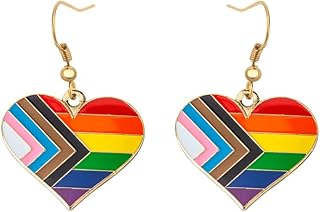 Rainbow Sun Set Pansexual Bisexual Lesbian Gender Fluid Heart Nonbinary Transgender Dangle Earrings Gay & Lesbian LGBT Pride Gifts Rainbow Jewelry