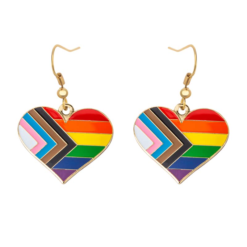 Progress Heart Shape Dangle Ohrringe Gay & Lesbian LGBT Pride Geschenke Rainbow Schmuck