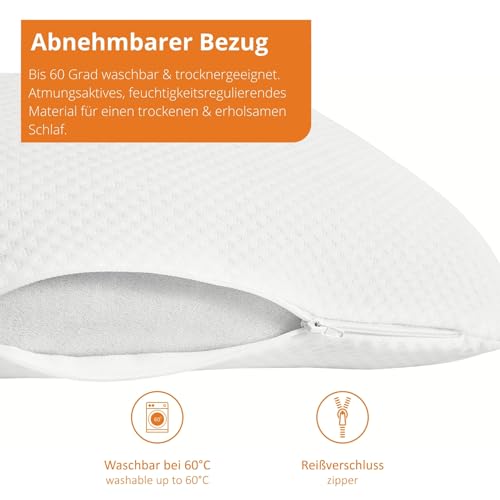 sleepling orthopädisches Nackenstützkissen, extra festes hartes Visco Kissen 40 x 80 cm, viskoelastisches Kopfkissen, Memory Foam, waschbar, Ökotex, Made in EU, weiß