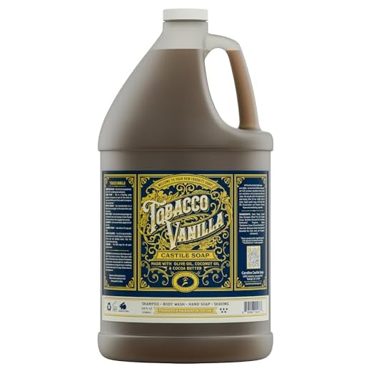 Castile Sabonete líquido corporal para pele sensível – xampu natural para homens com azeite de oliva, manteiga de cacau e óleo de coco – tabaco baunilha por Carolina Castile (tabaco baunilha, 1 galão)