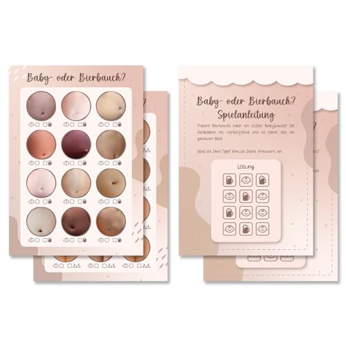 SellerRocket Babyparty Spiele Ritzenraten 2 Karten (20er Set) – Rätsel, Spaß und Überraschungen für deine Babyshower – lustiges Spiel für anstehende Baby Shower – Tolles Ratespiel und Party Geschenk…