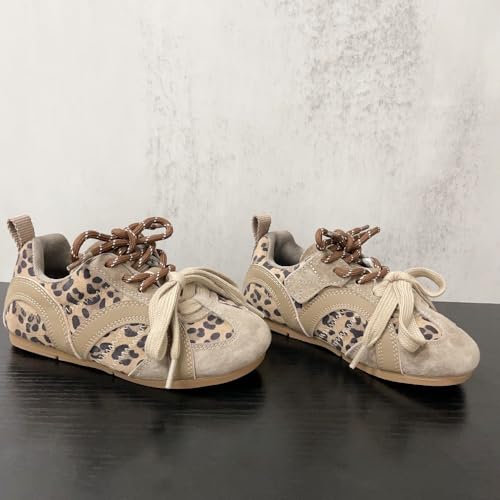 Cute Leopard Print Sneakers for Girls Big Kids Fashionable Slip-On Platform Casual Shoes Comfortable Walking Non-Slip Sole Cheetah Animal Pattern Tennis Shoes for Back to School, Sorority Rush, Gifts2