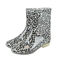 A2Z Ladies Waterproof PVC Rain Boots for Women with Printed Design Mid Calf - Wellies LDS AZ32207 Leopard 8 UK